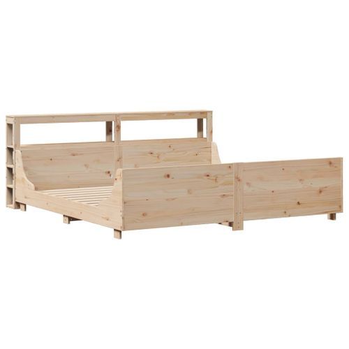 Cadre de lit sans matelas 200x200 cm bois massif de pin - Photo n°3; ?>