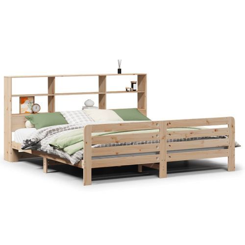 Cadre de lit sans matelas 200x200 cm bois massif de pin - Photo n°2; ?>