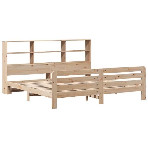 Cadre de lit sans matelas 200x200 cm bois massif de pin - Photo n°3; ?>