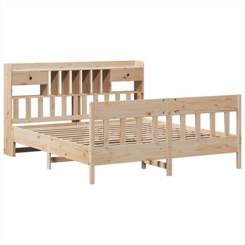 Cadre de lit sans matelas 200x200 cm bois massif de pin - Photo n°3; ?>