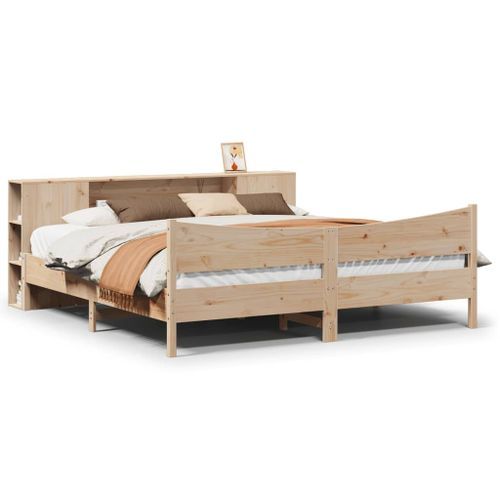 Cadre de lit sans matelas 200x200 cm bois massif de pin - Photo n°2; ?>