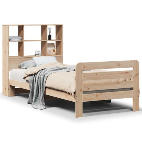 Cadre de lit sans matelas 75x190 cm bois de pin massif - Photo n°2; ?>