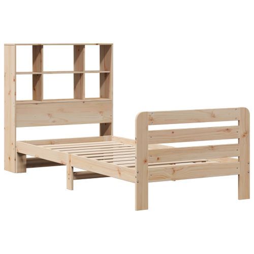 Cadre de lit sans matelas 75x190 cm bois de pin massif - Photo n°3; ?>