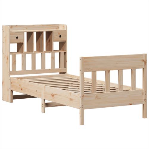 Cadre de lit sans matelas 75x190 cm bois de pin massif - Photo n°3; ?>