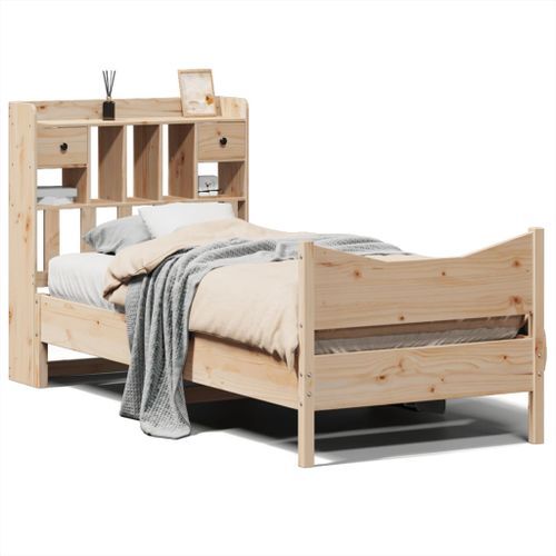 Cadre de lit sans matelas 75x190 cm bois de pin massif - Photo n°2; ?>