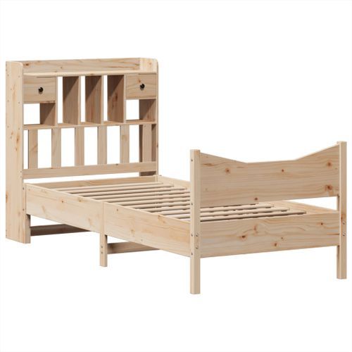 Cadre de lit sans matelas 75x190 cm bois de pin massif - Photo n°3; ?>