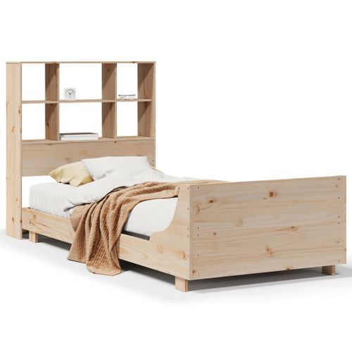 Cadre de lit sans matelas 75x190 cm bois de pin massif - Photo n°2; ?>