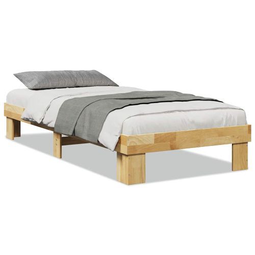 Cadre de lit sans matelas 75x190 cm bois massif de chêne - Photo n°2; ?>