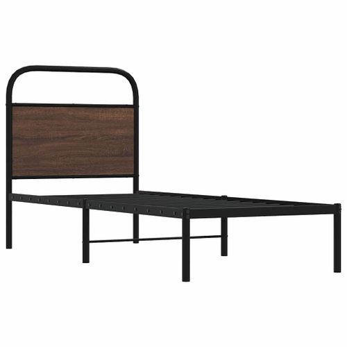 Cadre de lit sans matelas 75x190cm chêne marron bois ingénierie - Photo n°3; ?>