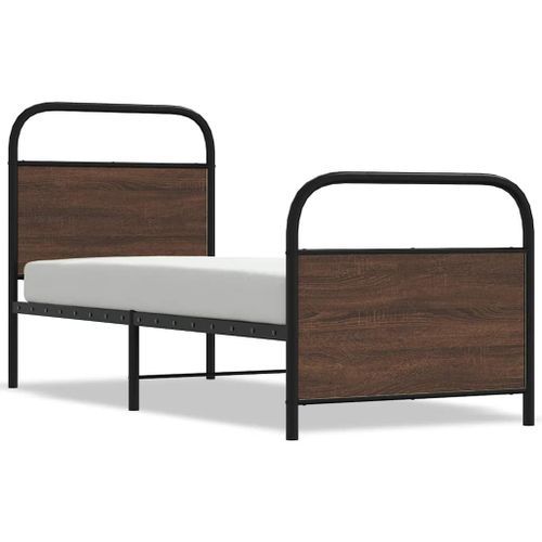 Cadre de lit sans matelas 75x190cm chêne marron bois ingénierie - Photo n°2; ?>