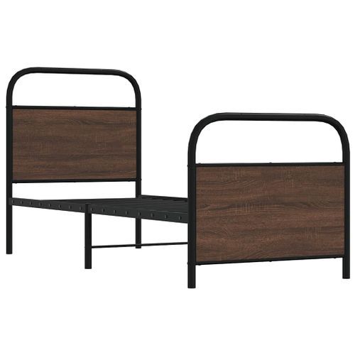 Cadre de lit sans matelas 75x190cm chêne marron bois ingénierie - Photo n°3; ?>