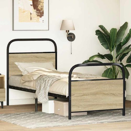 Cadre de lit sans matelas 75x190cm chêne sonoma bois ingénierie - Photo n°3; ?>