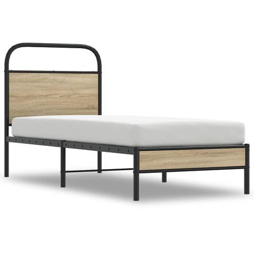 Cadre de lit sans matelas 80x200cm chêne fumé bois d'ingénierie - Photo n°2; ?>