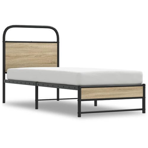 Cadre de lit sans matelas 80x200cm chêne fumé bois d'ingénierie - Photo n°2; ?>