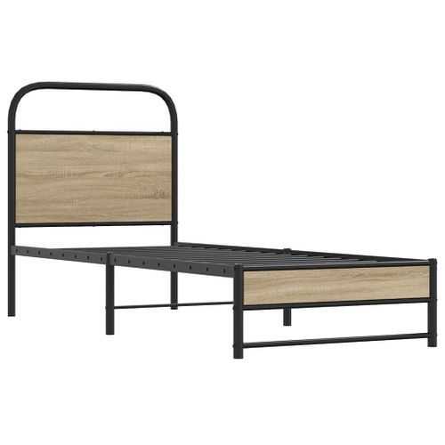 Cadre de lit sans matelas 80x200cm chêne fumé bois d'ingénierie - Photo n°3; ?>