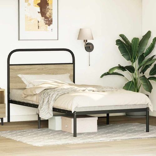 Cadre de lit sans matelas 90x190cm chêne sonoma bois ingénierie - Photo n°3; ?>