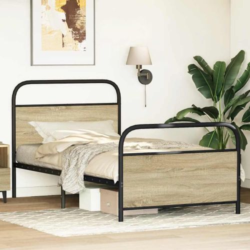 Cadre de lit sans matelas 90x190cm chêne sonoma bois ingénierie - Photo n°3; ?>