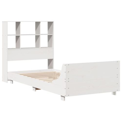 Cadre de lit sans matelas blanc 100x200 cm bois de pin massif - Photo n°3; ?>