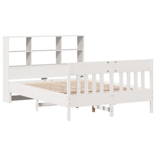 Cadre de lit sans matelas blanc 135x190 cm bois de pin massif - Photo n°3; ?>