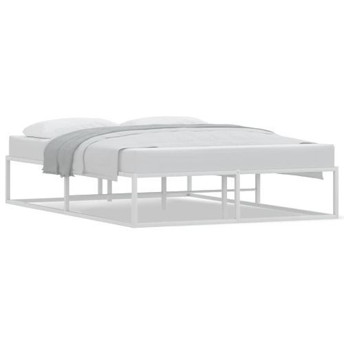 Cadre de lit sans matelas blanc 140x200 cm métal - Photo n°2; ?>