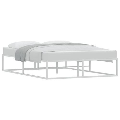 Cadre de lit sans matelas blanc 140x200 cm métal - Photo n°3; ?>