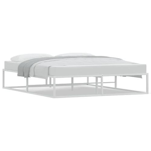 Cadre de lit sans matelas blanc 160x200 cm métal - Photo n°2; ?>