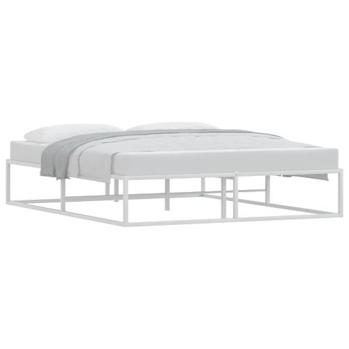 Cadre de lit sans matelas blanc 160x200 cm métal - Photo n°3; ?>