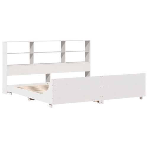 Cadre de lit sans matelas blanc 200x200 cm bois massif de pin - Photo n°3; ?>