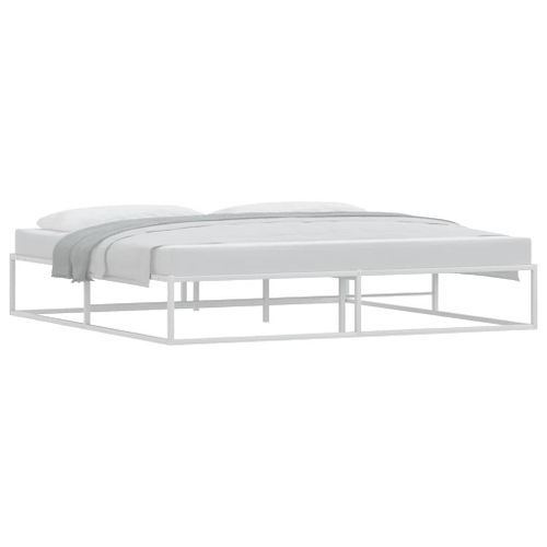 Cadre de lit sans matelas blanc 200x200 cm métal - Photo n°3; ?>