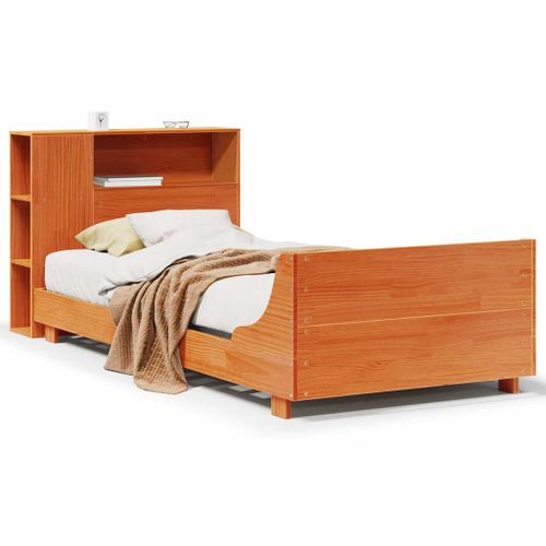 Cadre de lit sans matelas cire marron 100x200cm bois pin massif - Photo n°2; ?>