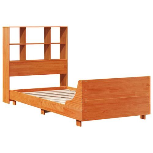 Cadre de lit sans matelas cire marron 100x200cm bois pin massif - Photo n°3; ?>