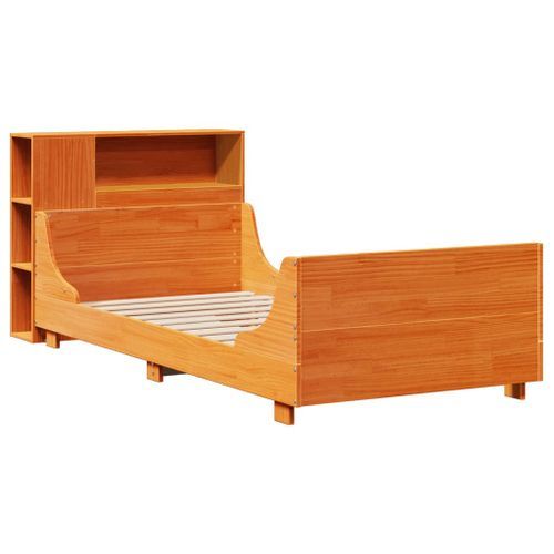 Cadre de lit sans matelas cire marron 100x200cm bois pin massif - Photo n°3; ?>