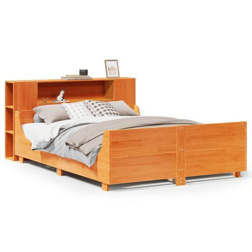 Cadre de lit sans matelas cire marron 120x190cm bois pin massif - Photo n°2; ?>