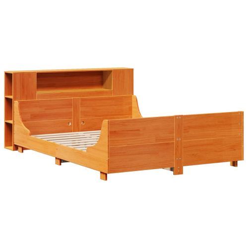 Cadre de lit sans matelas cire marron 120x190cm bois pin massif - Photo n°3; ?>