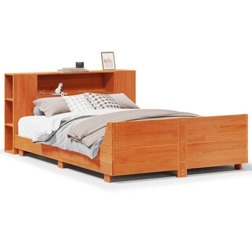 Cadre de lit sans matelas cire marron 120x200cm bois pin massif - Photo n°2; ?>