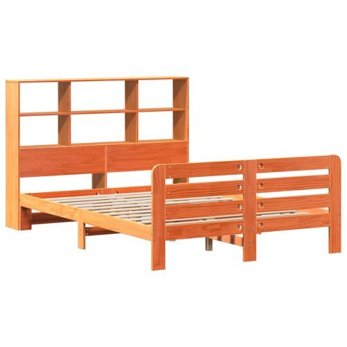 Cadre de lit sans matelas cire marron 135x190cm bois pin massif - Photo n°3; ?>