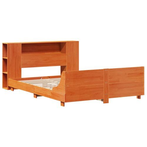 Cadre de lit sans matelas cire marron 135x190cm bois pin massif - Photo n°3; ?>