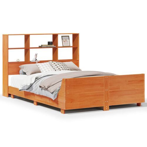 Cadre de lit sans matelas cire marron 135x190cm bois pin massif - Photo n°2; ?>