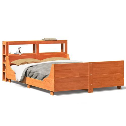 Cadre de lit sans matelas cire marron 140x190cm bois pin massif - Photo n°2; ?>