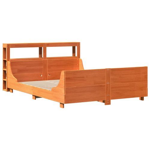 Cadre de lit sans matelas cire marron 140x190cm bois pin massif - Photo n°3; ?>