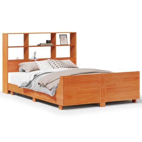 Cadre de lit sans matelas cire marron 140x190cm bois pin massif - Photo n°2; ?>