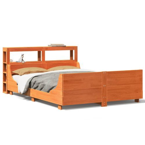 Cadre de lit sans matelas cire marron 140x200cm bois pin massif - Photo n°2; ?>