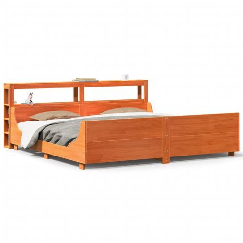 Cadre de lit sans matelas cire marron 180x200cm bois pin massif - Photo n°2; ?>