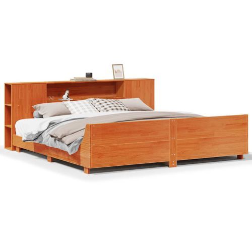 Cadre de lit sans matelas cire marron 180x200cm bois pin massif - Photo n°2; ?>