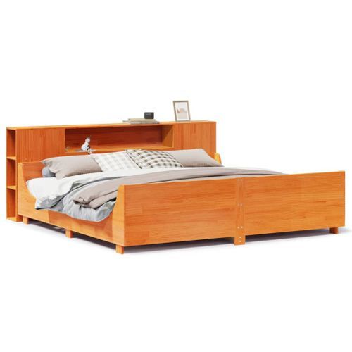 Cadre de lit sans matelas cire marron 180x200cm bois pin massif - Photo n°2; ?>