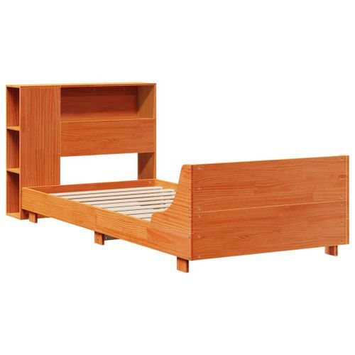 Cadre de lit sans matelas cire marron 75x190 cm bois pin massif - Photo n°3; ?>