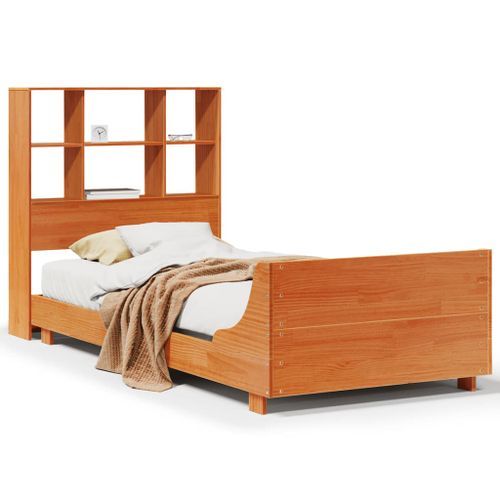 Cadre de lit sans matelas cire marron 75x190 cm bois pin massif - Photo n°2; ?>