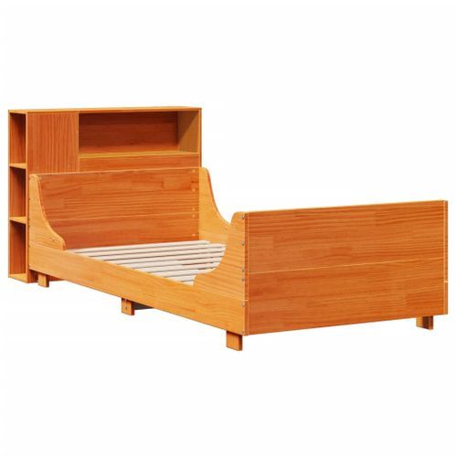 Cadre de lit sans matelas cire marron 75x190 cm bois pin massif - Photo n°3; ?>