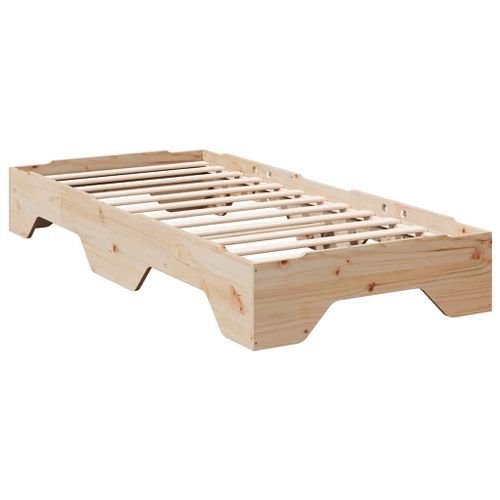 Cadre de lit sans matelas empilable 100x200 cm bois massif - Photo n°2; ?>