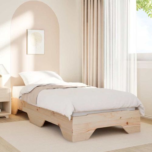 Cadre de lit sans matelas empilable 100x200 cm bois massif - Photo n°3; ?>